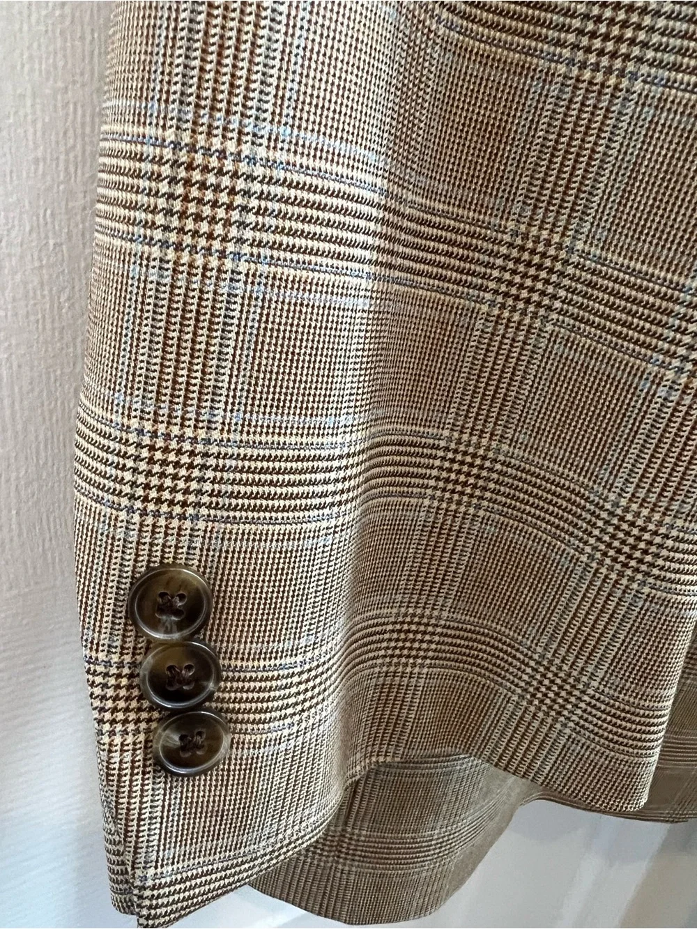 Arnold Brant Glen Plaid Sport Coat Blazer 42L Tall Made in 🇨🇦 Brown Tan Vintage